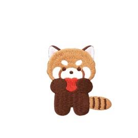 Super Cute Cartoon Red Panda Embroidery Patch, Self-Adhesive Small Raccoon Patch Stickers, Sewing Free Embroidery Cloth Stickers for Clothes, Pants and Bags, Hole Repair for Down Jacket (13)