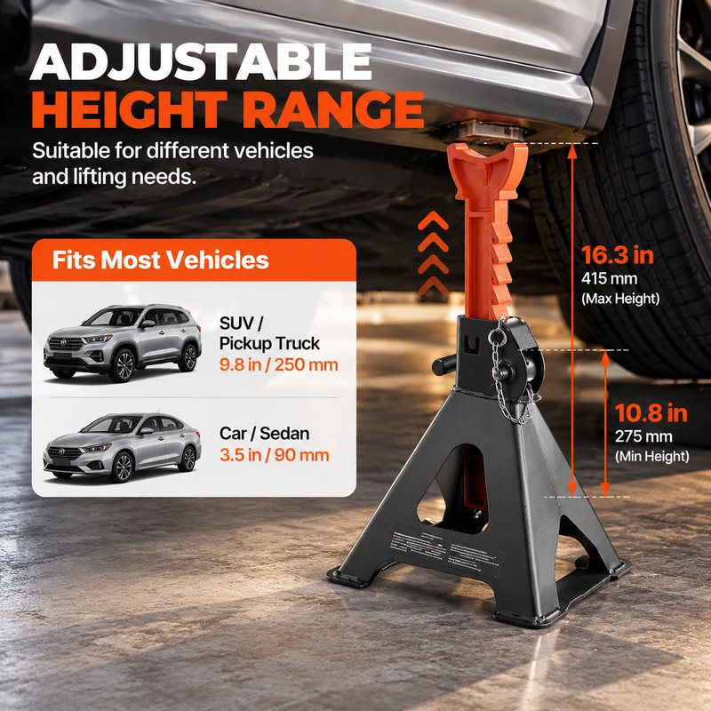 Heavy Duty Jack Stands for Vehicle Lifting – Locking Steel
