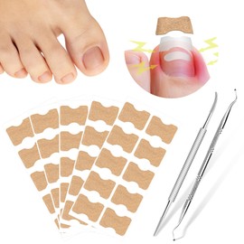 50 Pcs No Glue Breathable Corrector Patch,Painless ingrown toenail Corrector,Nail Correction Patches, 2 Pedicure Tools, Not Easy to Fall Off