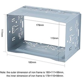 Universal Double DIN Cage with Frame, Installation Dash Kit Cage, 2DIN Universal Mounting Frame Fitting Kit for Car Radio Audio Video Playing Device