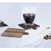 Wooden Square Coaster on Metal Holder 10.5 x 10.5 cm