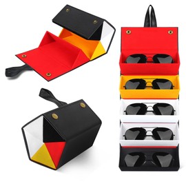 Sunglass Organizer, Multiple Sunglasses Case, Premium Sunglass Travel Case for Multiple Pairs, Glasses Case for 5 Slots, Leather Sunglasses Organizer, Travel Sunglasses Organizer for Women Men