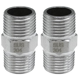 Bxian 2PCS 304 Stainless Steel G1/2 to G1/2 Male Shower Hose Extension Adapter Shower Hose Connector for Connecting Two Hoses