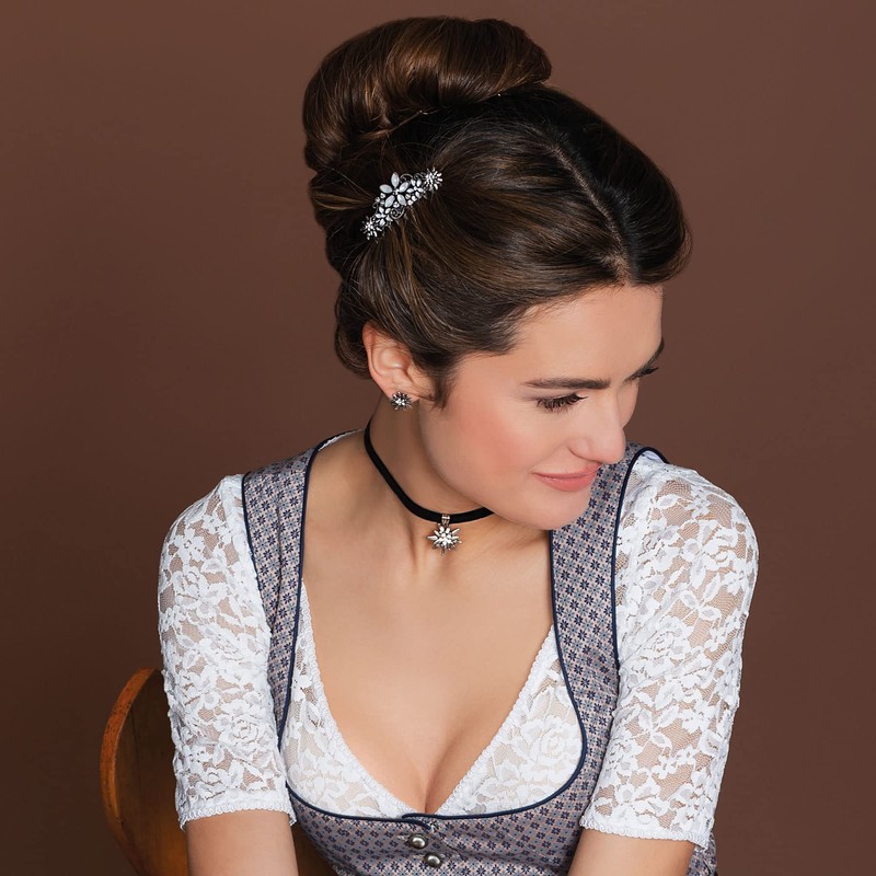 Alpenflüstern Edelweiss Symphony ADV095 Traditional Hair Comb Antique Silver Colour