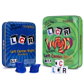 George & Company Llc LCR (Left Right Center) in Blue & Dice Game in Green Tin Gift Set Bundle - 2
