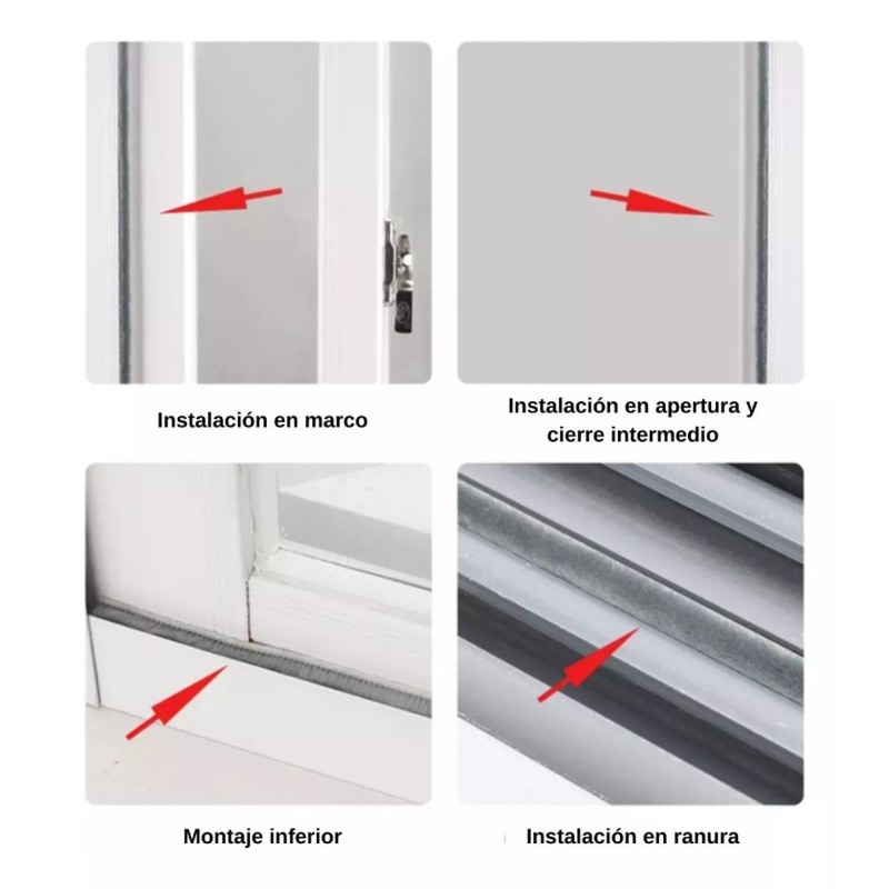 Estuchelandia 6mt Tira Sellado Cepillo Cinta Polvera Puerta Ventana 9x15mm