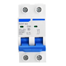 AC Isolator Switch Low Voltage 400V 2P DIN Rail Installation DZ47-63 Open Circuit Breaker for Solar Energy Combination Boxes (50A)