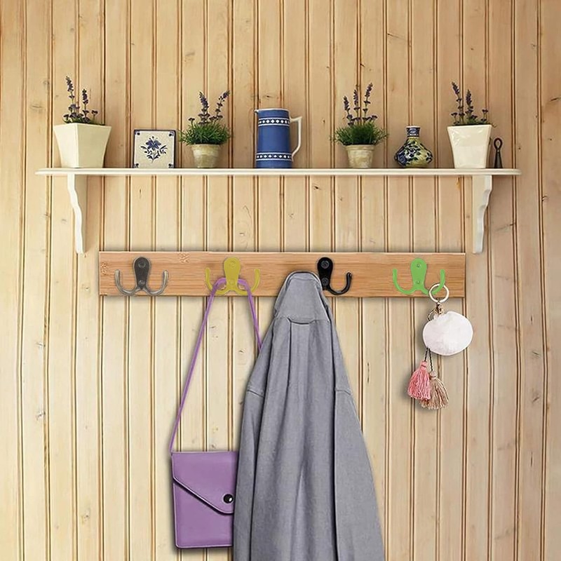 Taiyyi Pack of 8 Colourful Clothes Hooks Vintage Double Wall