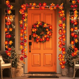 2 Pack Maple Leaf Light, Fall Decorations For Home, Total 20ft 40Led,Multicolor Fall Leaves String Lights,Fall Garland With Lights, Autumn Thanksgiving Decoration, 2 Modes,Battery Operated(Warm White)