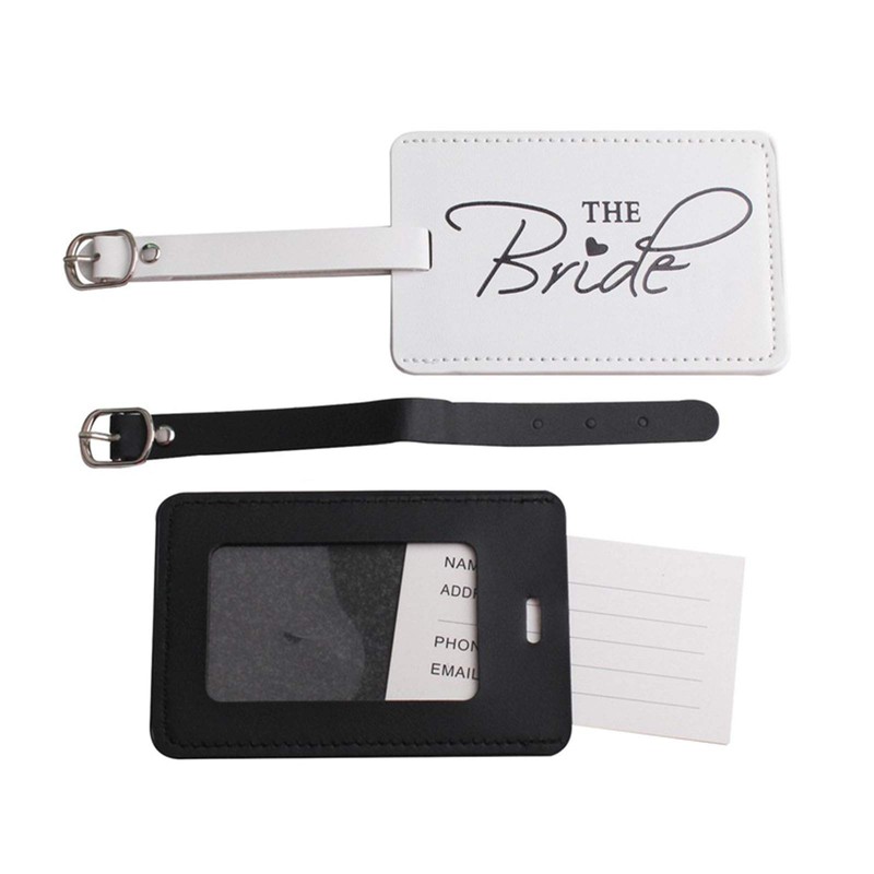 cdhgsh 1Set PU Leather Luggage Tag Bride Groom Passport Case