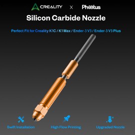 3DHUB | Phaetus Silicon Carbide Nozzle – Integrated Heat Break with EndCoat™ for Creality K1C, K1 Max, Ender 3 V3 Series – Ultra Durable, High Flow, Wear-Resistant Nozzle for 1.75mm Filament (0.60mm)