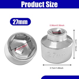 Lyxheth 27mm Oil Filter Socket Wrench, Oil Filter Removal Tool, 3/8" Drive Oil Filter Socket Tool, Car Accessories 6 Point Oil Filter Cap Wrench for Most Car Models with Oil Filter Cap