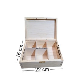 Wooden World Wooden Tea Box organizer with partition for 5 separate tea types - Box for craft decoupage pyrography