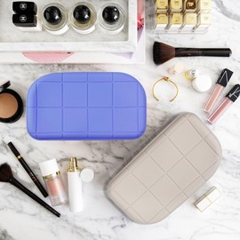 Qivbrewer Silicone Makeup Bag - Waterproof Cosmetic Organizer for Travel Versatile Small Toiletry Bag & Cute Makeup for Women & Girls (Purple)