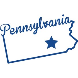 ND397B State Of Pennsylvania Script Decal Sticker | 5.5-Inches By 3.5-Inches | Premium Quality Blue Vinyl