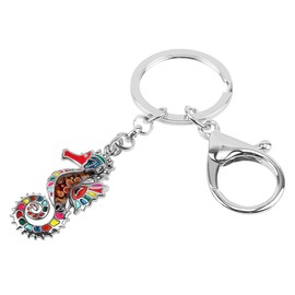 DALANE Enamel Alloy Hippocampus Seahorse Keyring Handbag Key Ring Ocean Jewellery Gifts for Women Girls, multi-coloured
