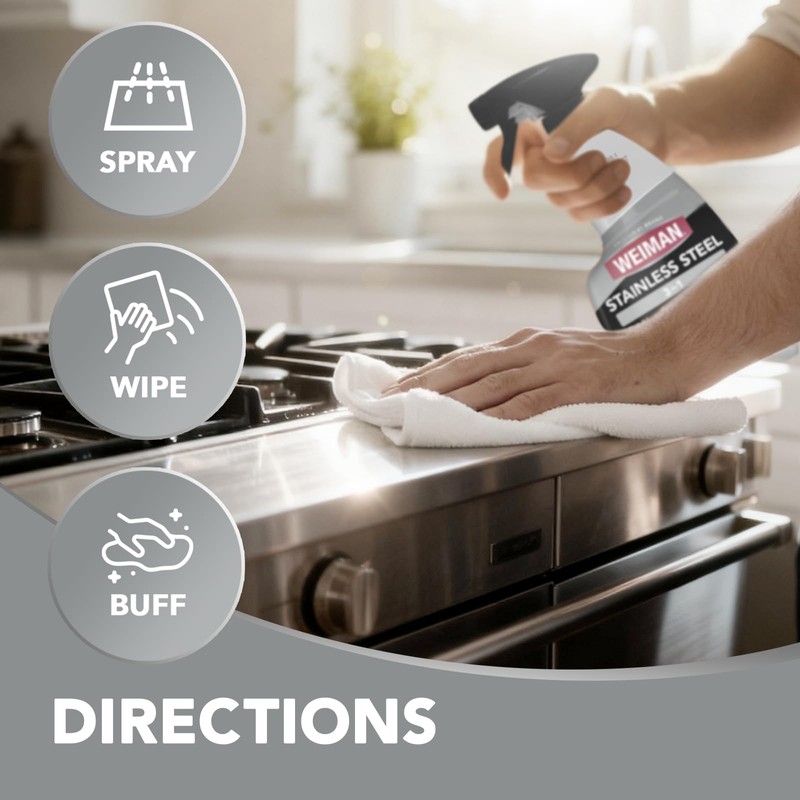 Weiman Stainless Steel Cleaner and Polish - Protects Appliances from