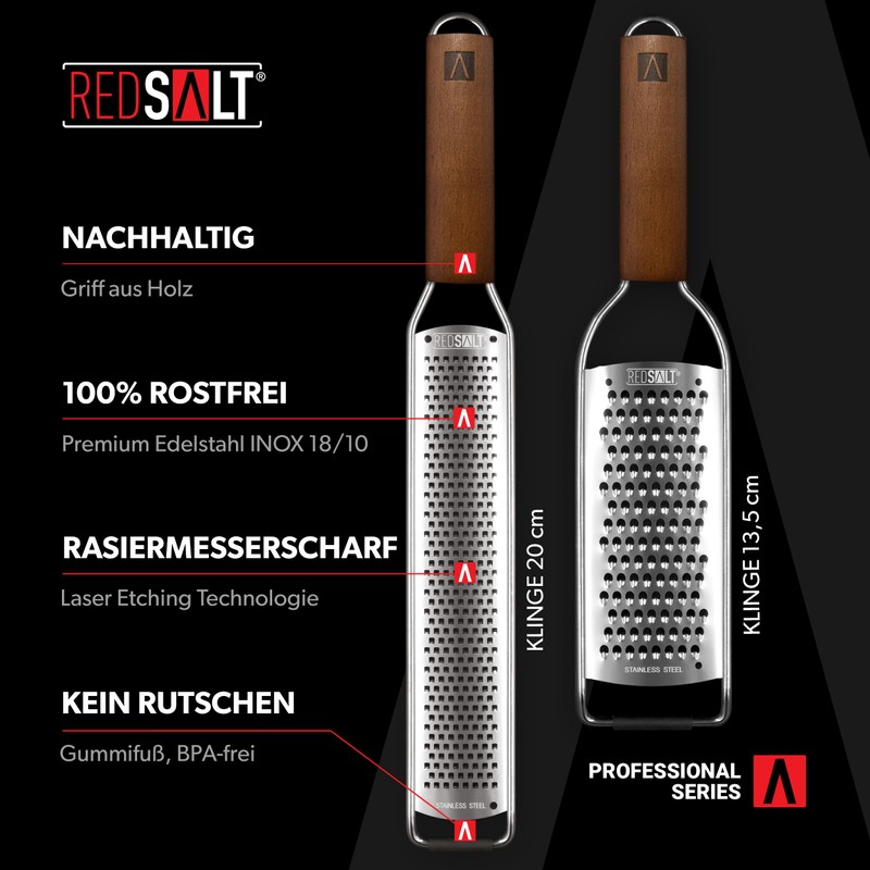 REDSALT® Premium Zester Julienne Stainless Steel Grater Set with Wooden