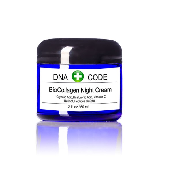 DNA Code-BioCollagen Night Cream w/Vit. C, Pure Hyalurinic Acid Glycolic Acid