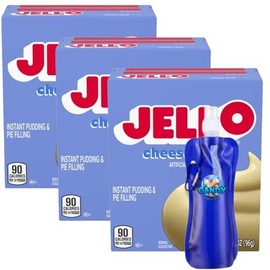 Candy Freezer Instant Pudding & Pie Filling Mix 3.4 oz oz (Pack of 3) with Collapsible Bottle (Cheesecake) Bottle