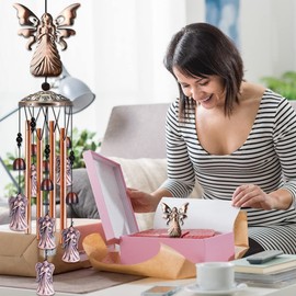 Campanillas de viento de ángel, ángeles de Navidad para exteriores, regalos de ángel para mujeres, decoración de ángel para habitación al aire libre, jardín, patio, Navidad, regalos de ángeles para mamá abuela, campanillas de viento religiosas con gancho