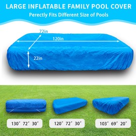 130x72 inch Inflatable Rectangular Pool Covers 10 X 6 ft Inflatable Rectangle Swimming PoolCover 118x79 Waterproof Pool Covers 120x72inch for Outdoor Gardn