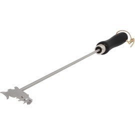 BBQ Fans Catfish Branding Iron for Steak, Buns, Wood & Leather | Includes Redwood Plank