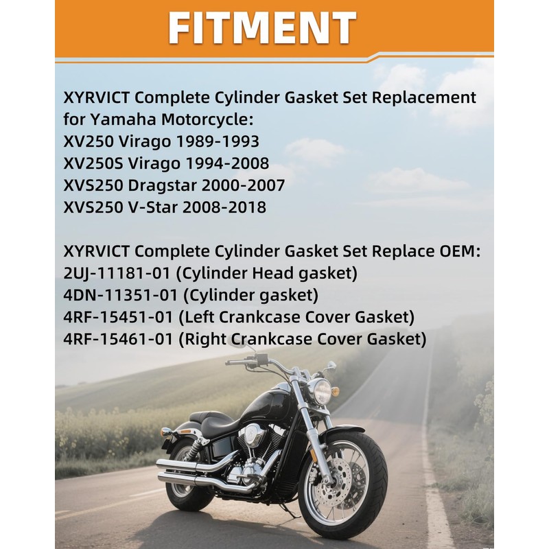 XYRVICT Full Engine Gasket Set Complete Rebuild Kit Cylinder Head