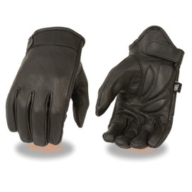 Men's Leather Cruising Gloves w/ Clean Look, Gel Palm - Great for Riding or Driving (Large)