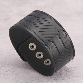 GelConnie Mens Leather Wristband Punk Cuff Bracelet Biker Bracelet for Men Leather Wide Cuff Wrap Gothic Wristband Punk Rock Accessories Leather Arm Bracelet