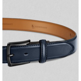 KEMISANT Men Belt-Genuine Leather Belt for Men Dress Casual Golf Jeans 1 3/8"(Purplish Blue,38"-40" Waist Adjustable)