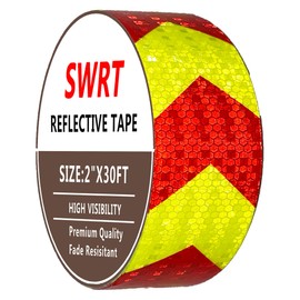 SWRT Reflective Tape Outdoor Waterproof, 2" x 30 FT Red & Fluorescent Yellow Reflective, Shining Star Heavy Duty Strong Adhesive Hazard Caution Safety Warning Conspicuity Tape for Trailer