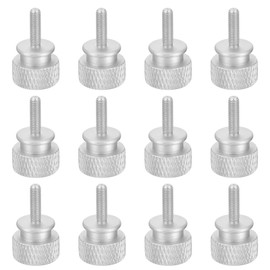 sourcing map 12pcs M3x10mm Knurled Thumb Screw Computer Case Threaded Hand Tighten Screws Aluminum Alloy for PC Case, Cement White