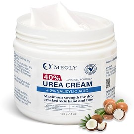 MEOLY Crema de urea al 40% para pies: Crema de urea máxima fuerza con 2% de ácido salicílico para piel seca agrietada de manos y pies