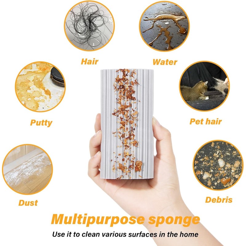 8-Pack Damp Clean Duster Sponge, Magic Sponge Eraser Baseboard Cleaner