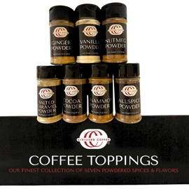 Civilized Coffee Premium Coffee Toppings Gift Box Assortment of Seven Powdered Coffee Spices & Flavors