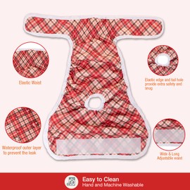 Pet Soft Dog Nappies for Female Dogs, Reusable Heat Pants for Female Dogs, Highly Absorbent Incontinence Dog Nappies, Pack of 3 (Pattern 4, XS)