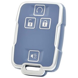 YALNORVA for GMC Key Fob Cover, Key Fob Case Cover Fits for Chevy ColoradoSilverado 1500 2500HD 3500HD Suburban Tahoe GMC Canyon Sierra Denali Car Accessories Smart Key Holder,Silver Blue