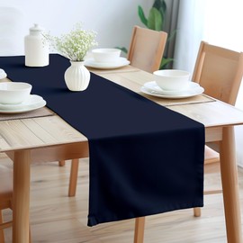 Encasa Homes table runner for 6 seater table, dark blue, large 40 x 150 cm, 100% cotton plain dyed decoration towel for party, banquet, restaurant, machine washable