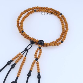 Nichiren Buddhist Beads Juzu, Soka Gakkai Beads, SGI Prayer Beads, SGI Buddhism Mala, SGI Chanting Beads, Nichiren Shoshu Juzu, Orange Wood with Black Wood Beads and Juzu Bag