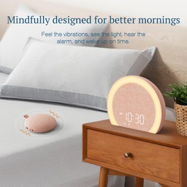 ANJANK Loud Alarm Clock with Wireless Bed Shaker, Vibrating Dual Alarm with Light Wake Up for Heavy Sleepers & Hearing Impaired, 9-Color Night Light, 5 Alarms, 0-100% Dimmer, USB Charger, Bedroom