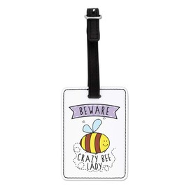 Gift Base Beware Crazy Bee Lady Visual Luggage Tag with Black Strap