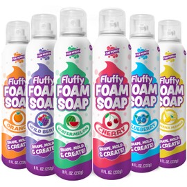 Tub Works® Fluffy Foam Soap, Variety 6 Pack | Shape, Mold & Create Bath Art with Soft Bath Foam for Kids | Gentle, Cleansing Kids Bath Soap | Easy-to-Use Spray Nozzles | Fruity, Fun Bath Colors