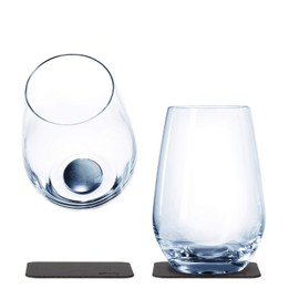 silwy® Magnetic Glasses, Fine Crystal Glasses with Perfectly Integrated Magnet and Metallic Nano Coasters (LONGDRINK)