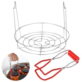 Canning Rack Jar Lifter - 11.3 Inches Canning Rack with Tong, Stainless Steel Canning Steamer Set, Canning Rack for Water Bath Canner for Wide Mouth or Regular Mouth Mason Jars, Ball Jars