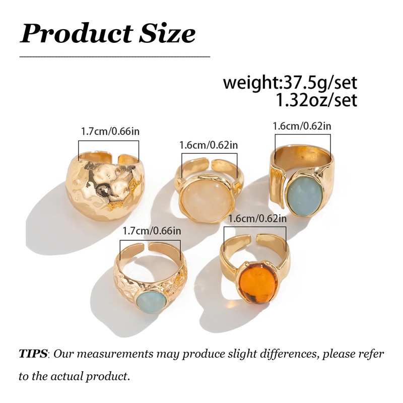Your Always Charm Chunky Gold Ring Set - Stackable Crystal