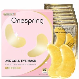 Onespring Parches Para El Contorno De Ojos(24 Pares) Mascarillas De Oro De 24 Quilates Para Ojeras, Bolsas Y Arrugas - Tratamiento Rejuvenecedor Y... 