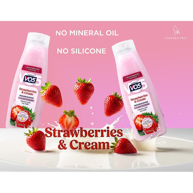 Moisture Milks Conditioner Cream, 12.5 oz, Strawberries by Vo5 (Pack