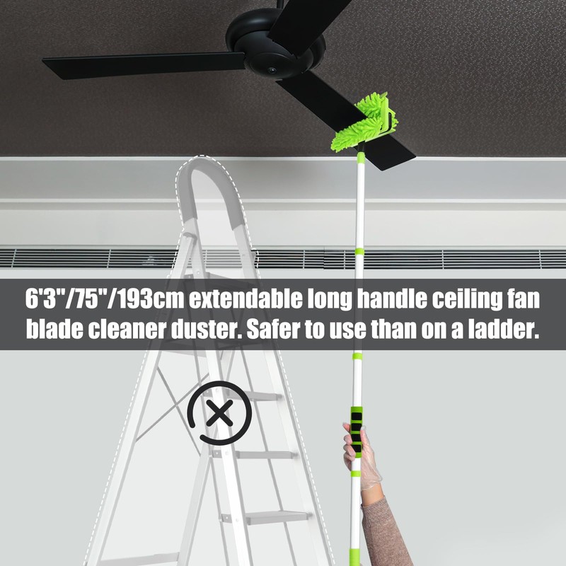 Ceiling Fan Cleaner Duster with 75'' Extension Pole, Flexible High