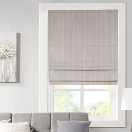 Madison Park Galen Cordless Roman Shades - Fabric Privacy Single Panel Darkening, Energy Efficient, Thermal Insulated Window Blind Treatment, for Bedroom, Living Room Decor, 39" x 64", Taupe